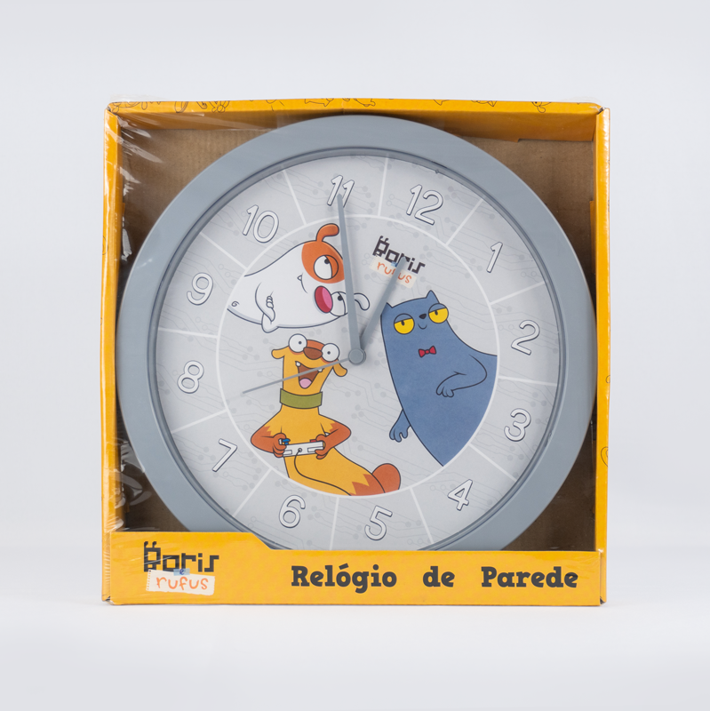 Relógio de parede Boris e Rufos Cinza